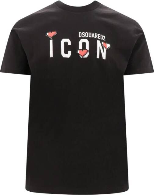 Dsquared2 Stijlvolle Zwarte Katoenen Crew-Neck T-Shirt voor Heren Zwart Heren