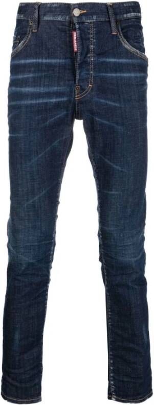 Dsquared2 Slim-Fit Italiaanse Jeans met Logo Details Blauw Heren