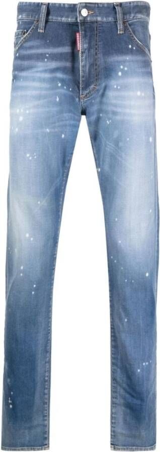 Dsquared2 Lichtblauwe spijkerbroek met verfvlekken Blauw Heren