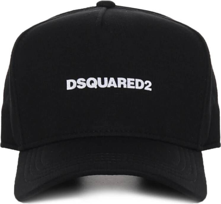 Dsquared2 Zwarte Baseballpet met Logo Print en Verstelbare Band Black Heren