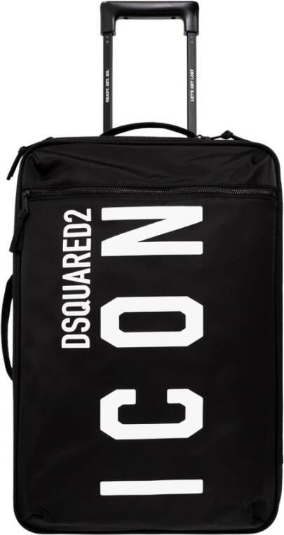 Dsquared2 Icon Koffer met Ritssluiting en Logo Details Black Heren