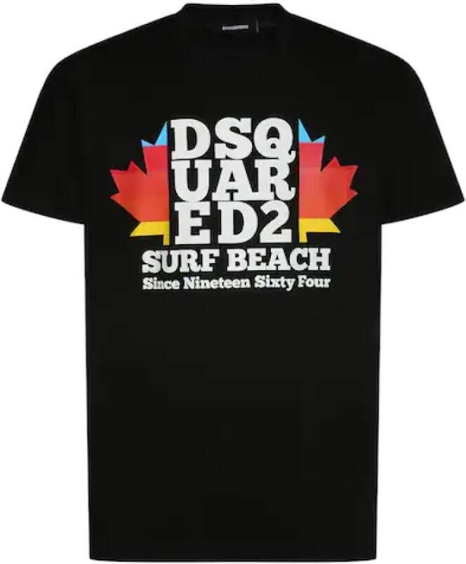 Dsquared2 Surf Beach T-shirt Zwart Heren