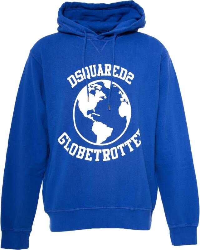 Dsquared2 Blauwe Regular Fit Hoodie Sweatshirt Blue Heren