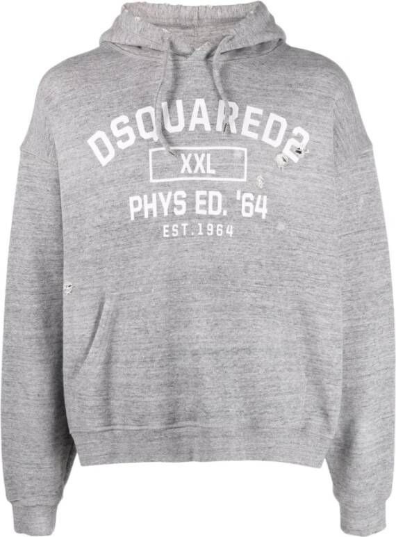 Dsquared2 Oversized Grijze Hoodie Sweatshirt Gray Heren