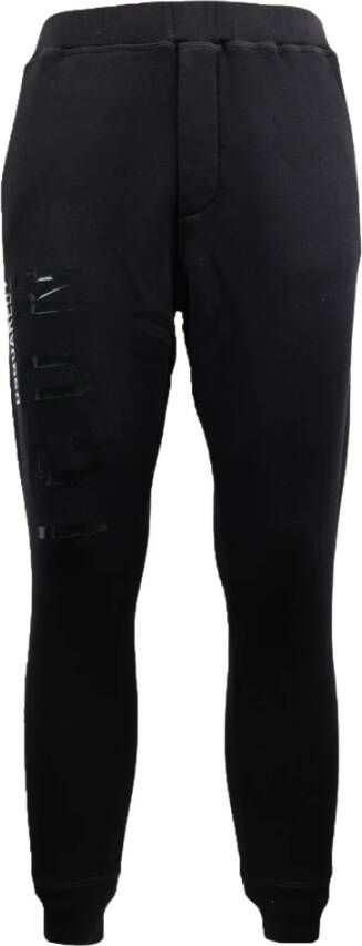 Dsquared2 Zwarte katoenen broek met geribbelde boorden Black Heren