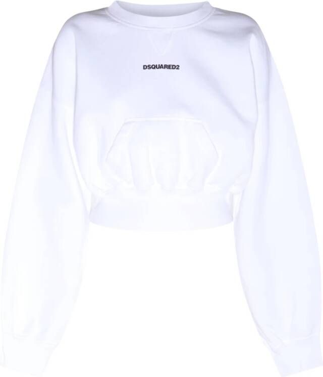 Dsquared2 Logo Cropped Sweatshirt White Dames
