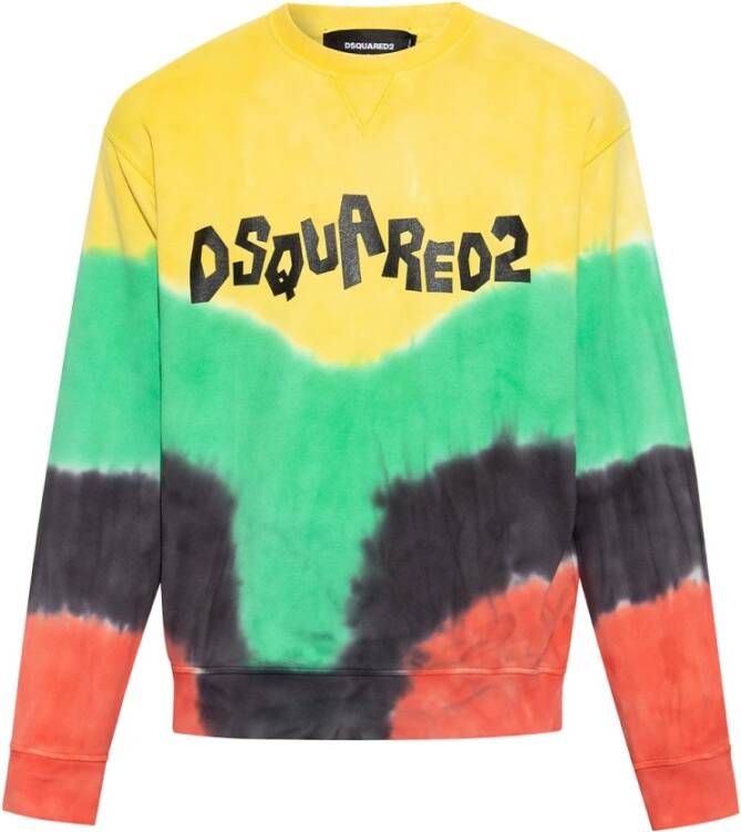 Dsquared2 Tie Dye Crew Neck Sweatshirt met Logo Print Multicolor Heren