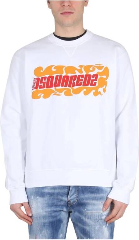 Dsquared2 Sweatshirt With Logo Print Wit Heren