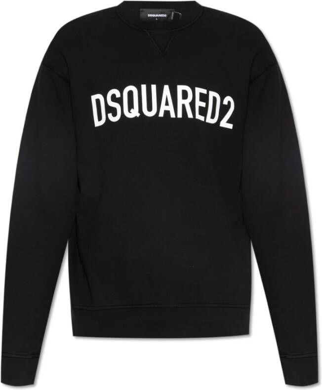 Dsquared2 Zwart Logo-Print Crew-Neck Sweatshirt Zwart Heren