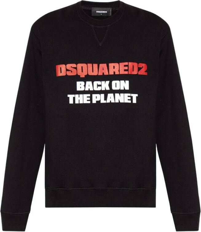 Dsquared2 Heren Katoenen Sweatshirt met Logo Print Zwart Heren