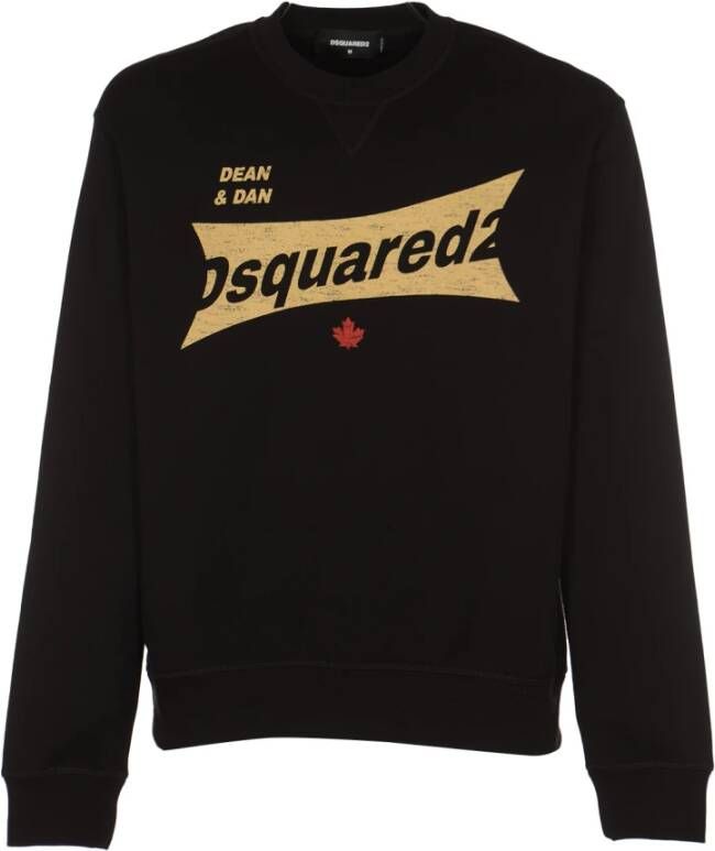 Dsquared2 Zwart Katoenen Sweatshirt met Logo Print Zwart Heren