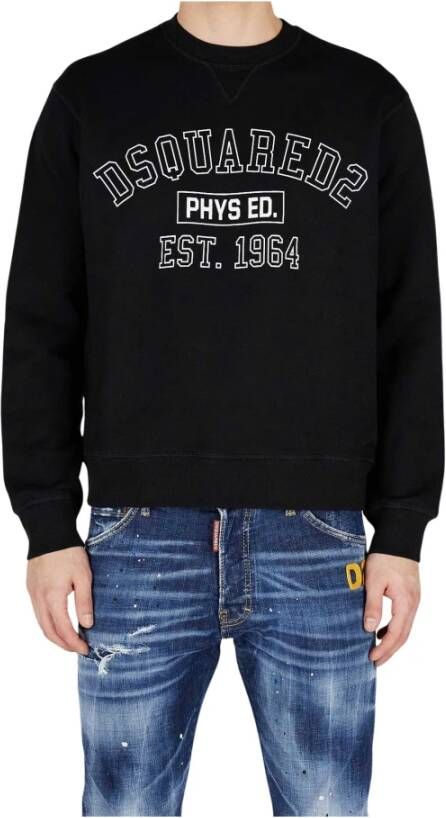 Dsquared2 Heren Katoenen Sweatshirt met Logo Print Zwart Heren