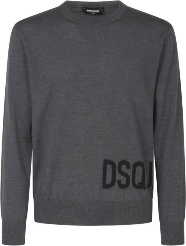 Dsquared2 Grijze Sweaters Dsq2 Crewneck Gray Heren