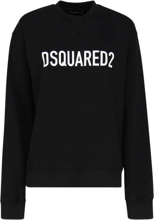 Dsquared2 Zwarte Sweater met Logo Print Black Dames