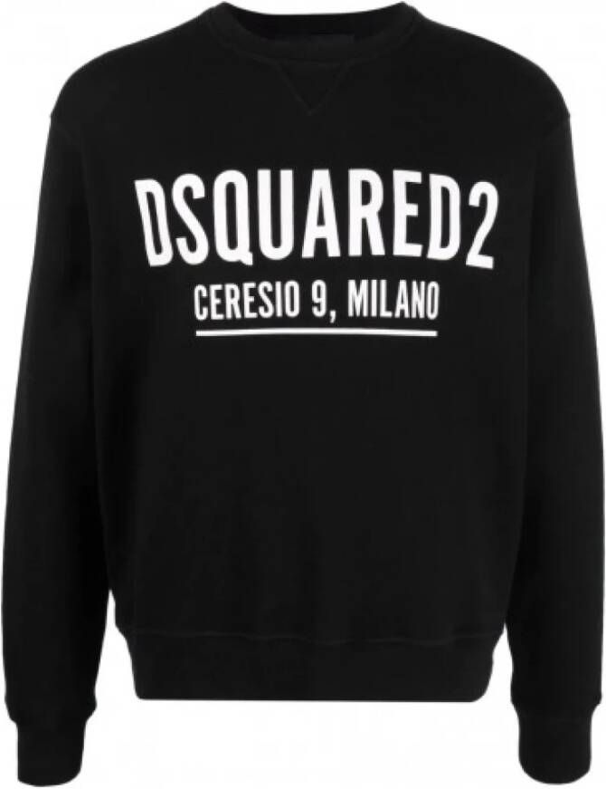 Dsquared2 Zwarte katoenen sweatshirt met Milano-print Black Heren