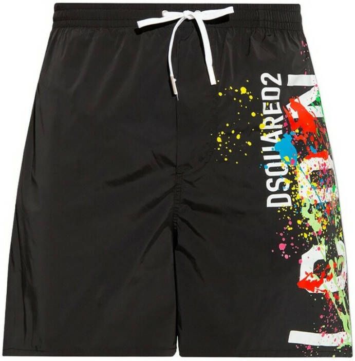 Dsquared2 Zwarte Beachwear Boxer Shorts Black Heren