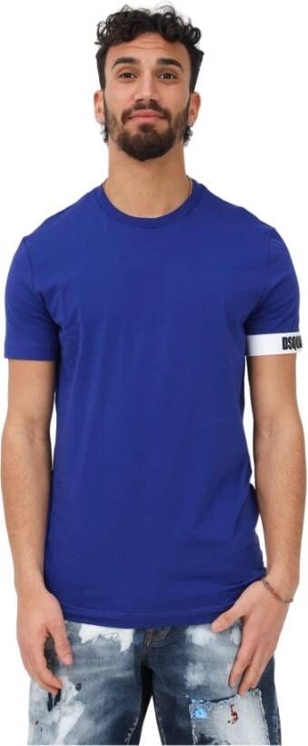 Dsquared2 Stretchkatoenen Slim Fit T-Shirt Blauw Heren
