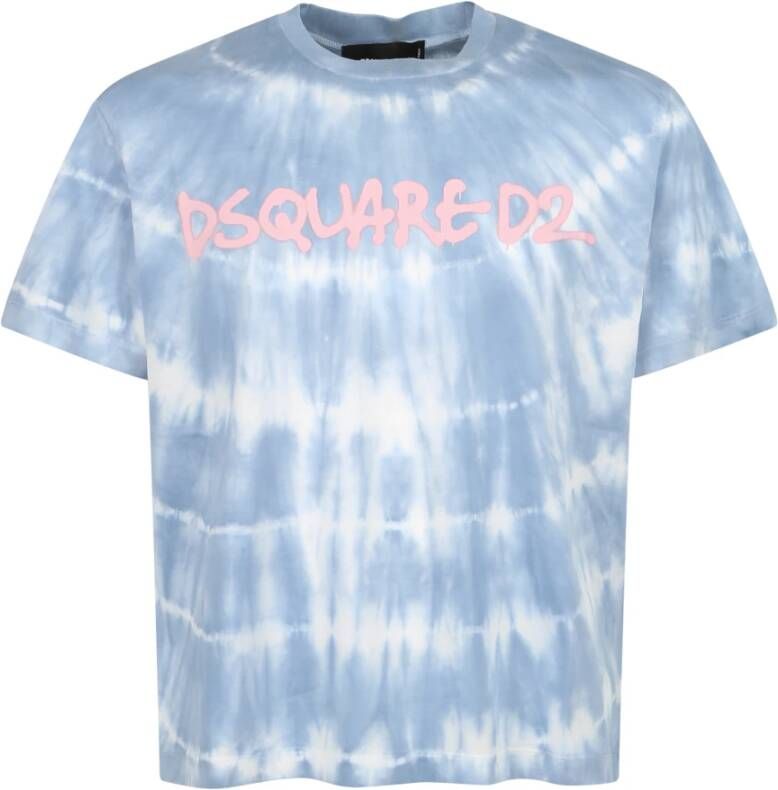 Dsquared2 Katoenen T-shirt Verfrissende Print Korte Mouw Blauw Heren