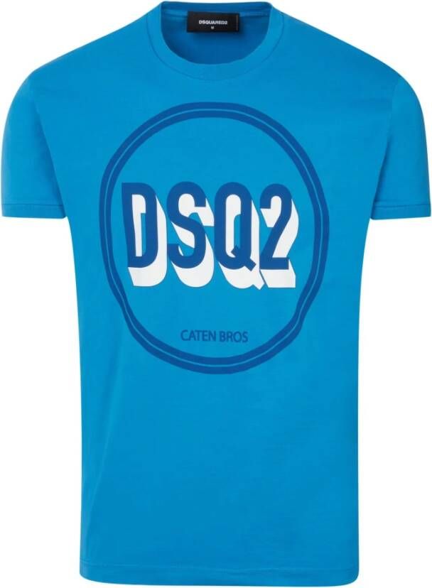 Dsquared2 Blauw Katoenen T-Shirt Klassieke Pasvorm Blue Heren