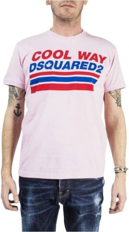 Dsquared2 T-shirt coole manier Roze Heren