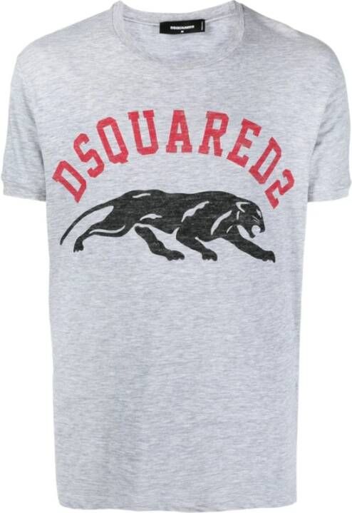 Dsquared2 Heren T-shirt in grijs met iconisch logo en comfortabele pasvorm Grijs Heren