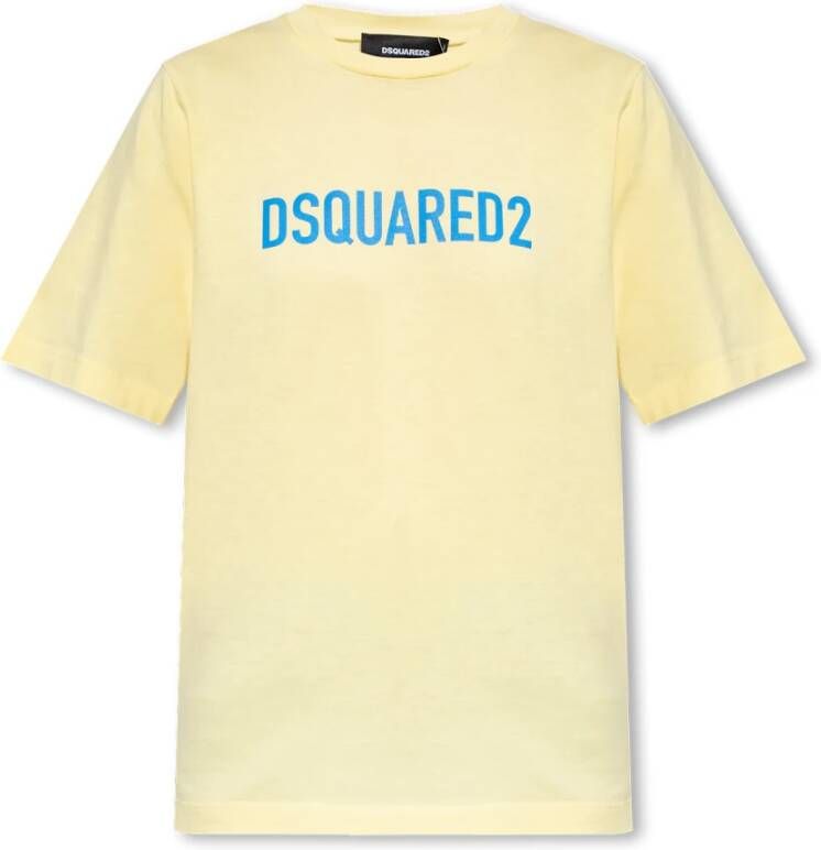 Dsquared2 T-shirt met logo Yellow Dames