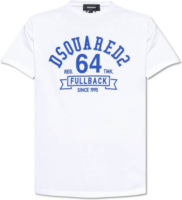 Dsquared2 Logo Ronde Hals Wit Katoenen T-Shirt White Heren
