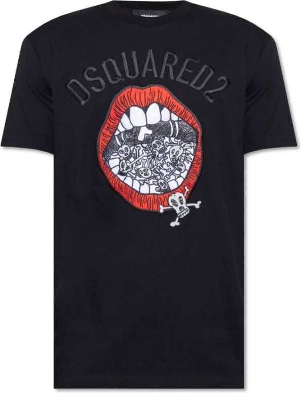 Dsquared2 T-shirt met logo Zwart Heren