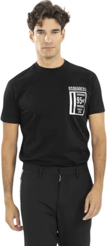 Dsquared2 T-Shirt met Vierkant Logo Black Heren