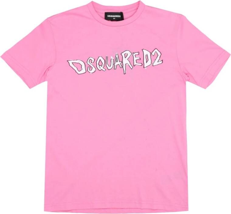 Dsquared2 Kids T-shirt met logoprint Roze
