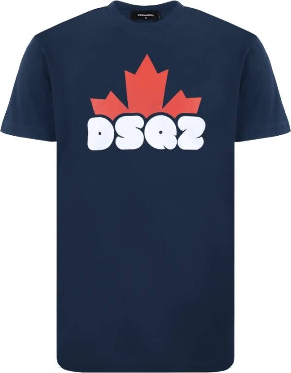 Dsquared2 Cool Fit Katoenen T-Shirt met Ronde Hals en Korte Mouwen Blue Heren
