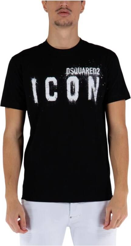 Dsquared2 Wit Logo Print Katoenen T-Shirt White Heren