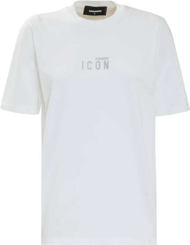 Dsquared2 Witte Katoenen T-shirt met Logo Wit Dames