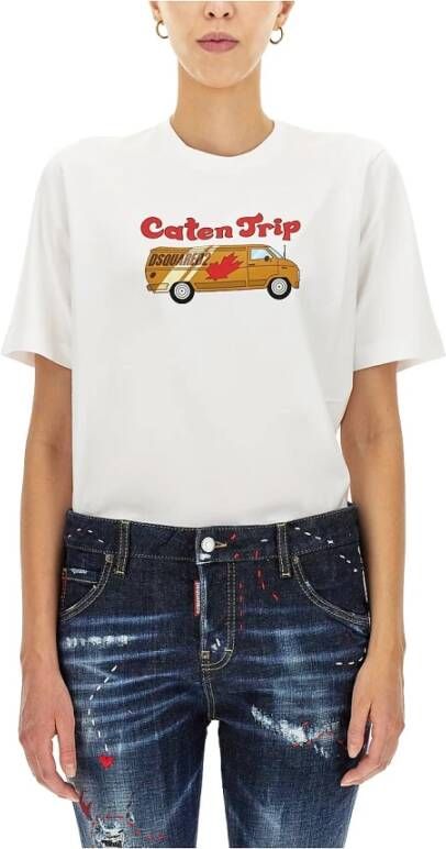 Dsquared2 Bedrukt t-shirt Wit Dames