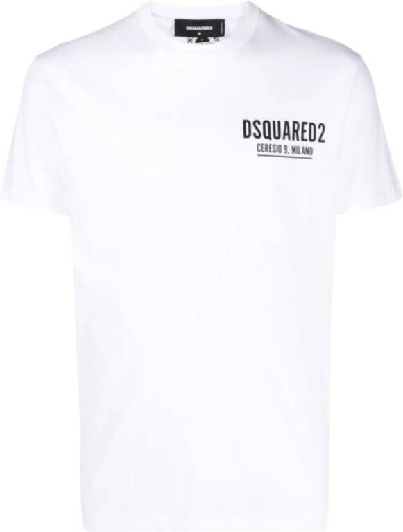 Dsquared2 Witte Heren T-shirt met Ronde Hals en Frontaal Logo Wit Heren