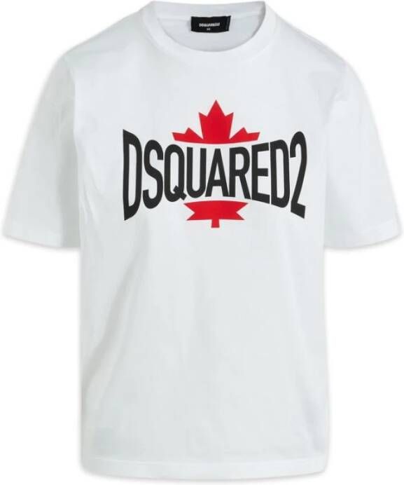 Dsquared2 Leaf Tee Witte T-shirts en Polos White