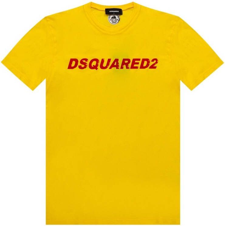 Dsquared2 T-shirt with Logo Geel Heren