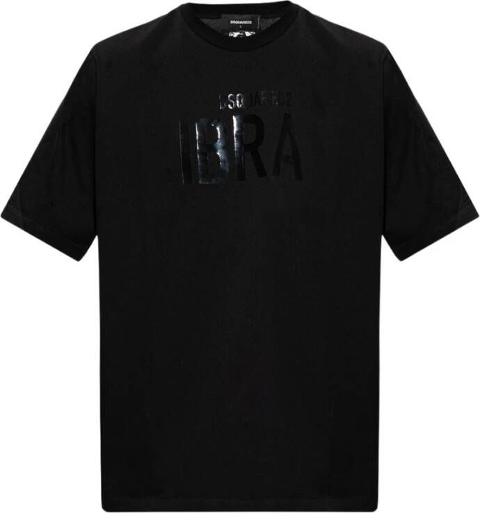 Dsquared2 Heren Slip-On T-Shirt Ibra Print Black Heren