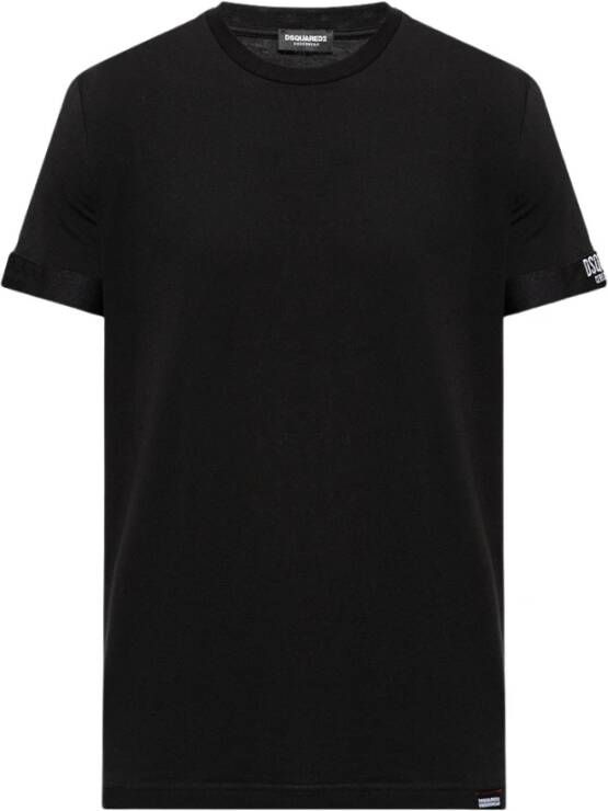 Dsquared2 Zwarte T-shirts en Polos met Ronde Hals en Logo Detail Black Heren
