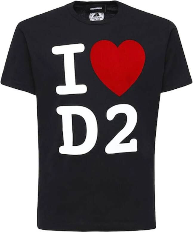Dsquared2 Grafisch Print Hart Motief T-Shirt Black Heren