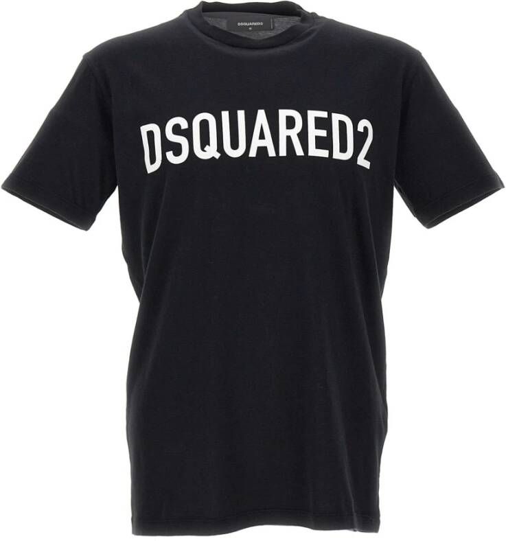 Dsquared2 Opvallend Logo T-shirt Minimalistisch Ontwerp Black Heren