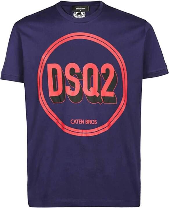 Dsquared2 Blauw Logo T-Shirt met Dsq2 Print Blue Heren