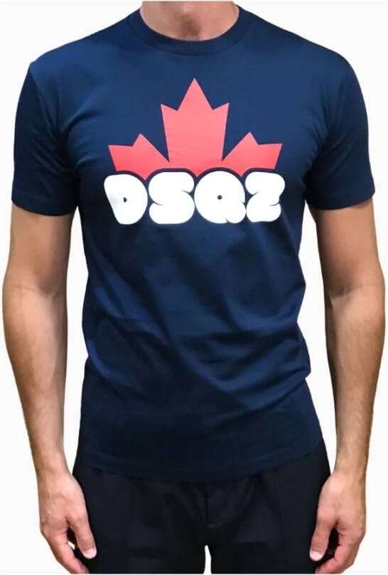 Dsquared2 Cool Fit Katoenen T-Shirt met Ronde Hals en Korte Mouwen Blue Heren