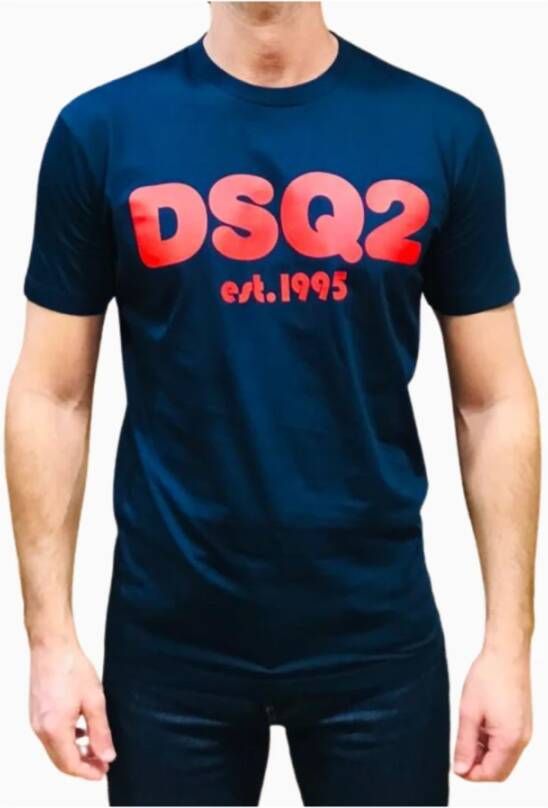 Dsquared2 Logo Print T-Shirt Blue Heren