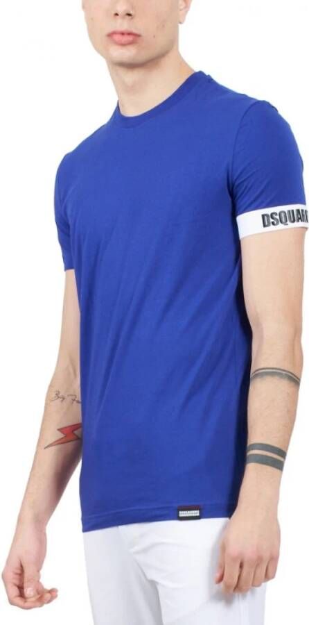 Dsquared2 Stretchkatoenen Slim Fit T-Shirt Blauw Heren