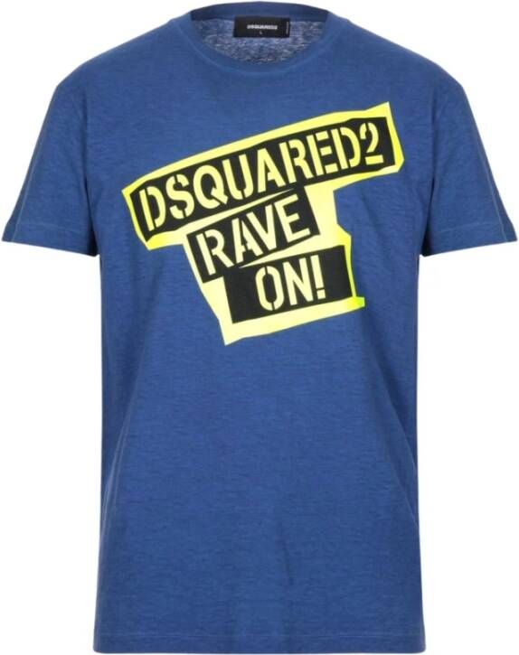 Dsquared2 Heren T-shirt met korte mouwen en ronde hals Blauw Heren