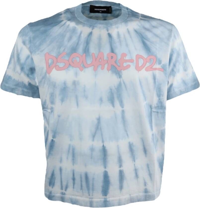 Dsquared2 Multicolor Bedrukt Heren T-Shirt Blauw Heren