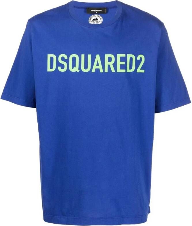 Dsquared2 Logo-Print Blauwe T-shirt en Polo Blauw Heren