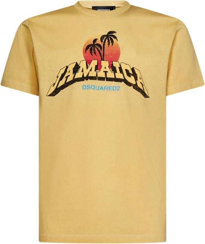 Dsquared2 Jamaica Katoenen Twill T-Shirt Yellow Heren