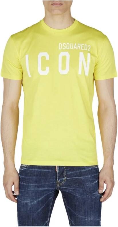 Dsquared2 Gele Icon Dsq2 T-Shirt Yellow Heren